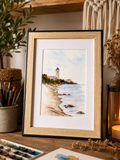 Le silence du rivage - Aquarelle originale encadrée