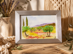 Les Oliviers de Provence – Aquarelle originale encadrée