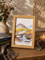Le Pont des Highlands -Aquarelle originale encadrée