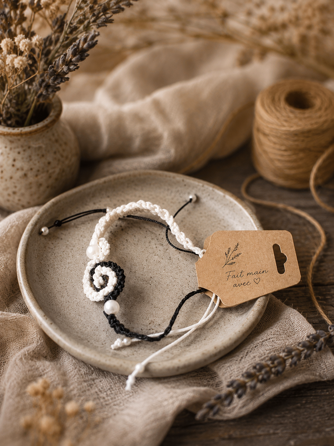 Bracelet macramé « Spirale Yin & Yang »