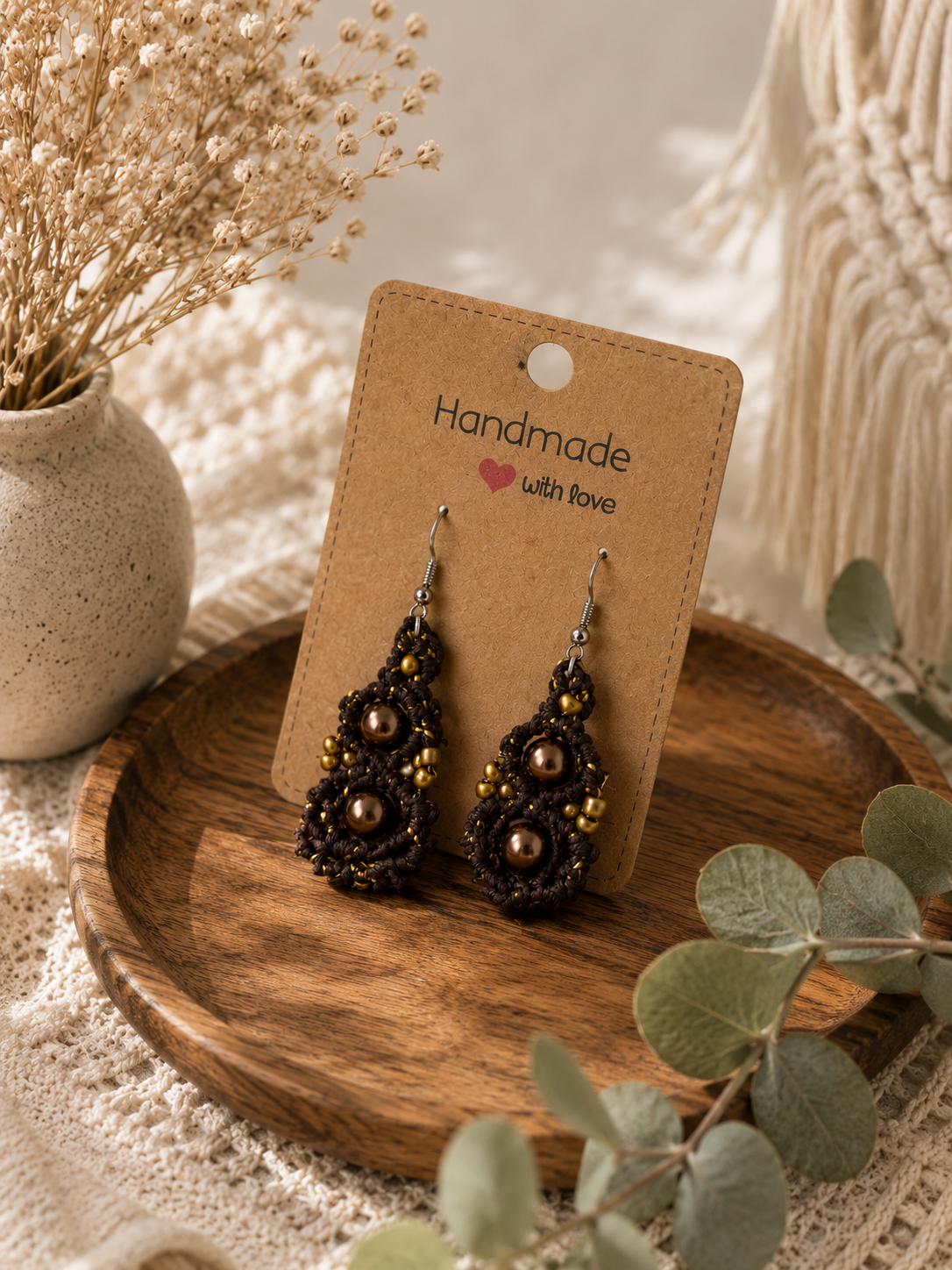 boucles d'oreilles "Ecorce dorée"