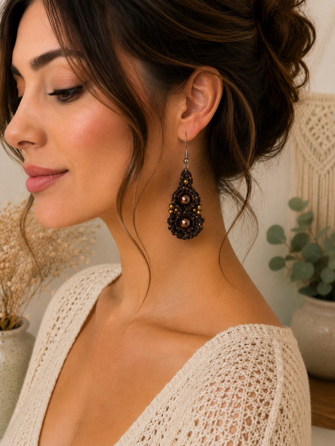 boucles d'oreilles "Ecorce dorée"