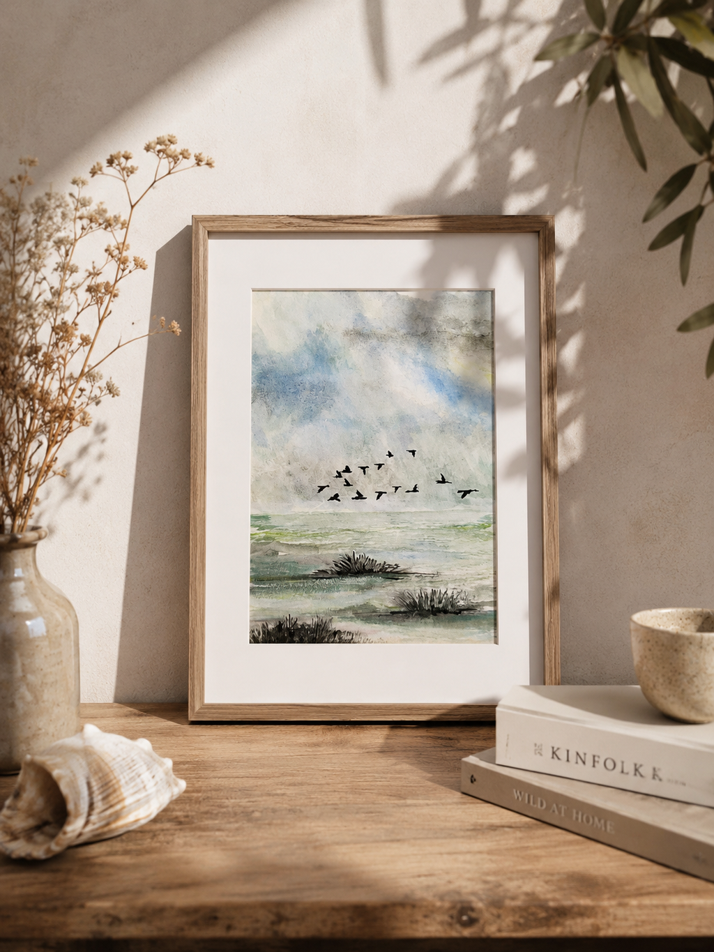 Le Vol des Brumes - Aquarelle originale encadrée