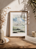 Le Vol des Brumes - Aquarelle originale encadrée