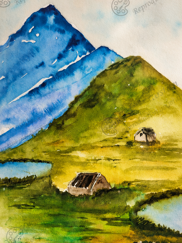 Évasion vers les Highlands -Aquarelle originale encadrée