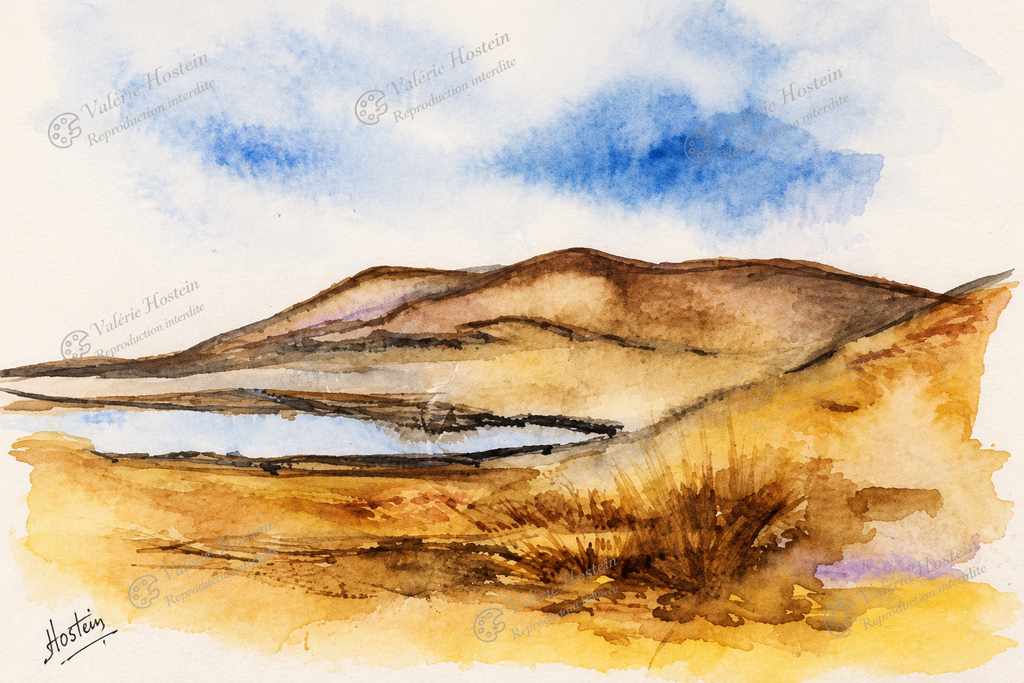 Lumières des Highlands -Aquarelle originale encadrée