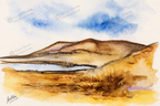 Lumières des Highlands -Aquarelle originale encadrée