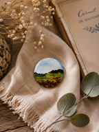 Coquelicots en Provence- Broche en argile , aquarelle