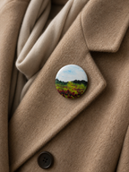 Coquelicots en Provence- Broche en argile , aquarelle