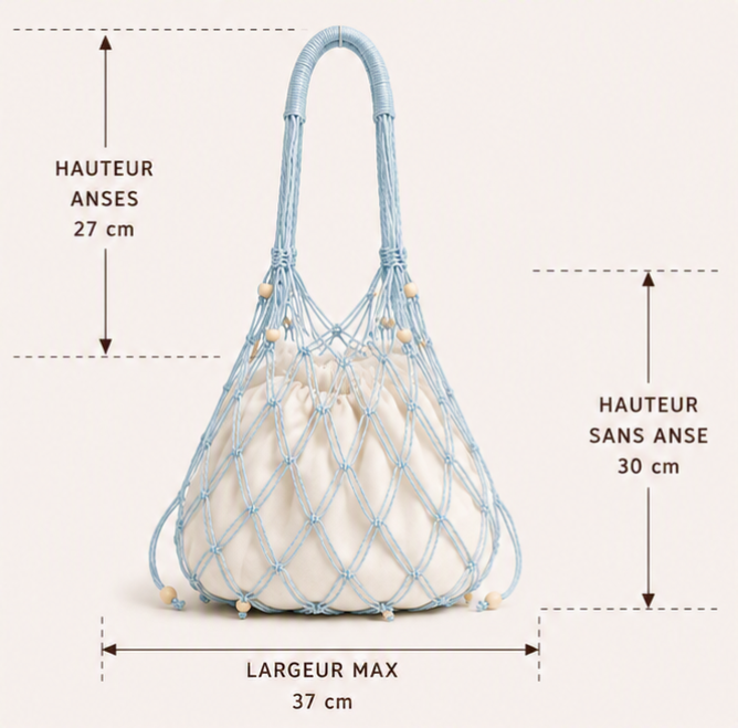 Azure Breeze – Sac filet en macramé fait main