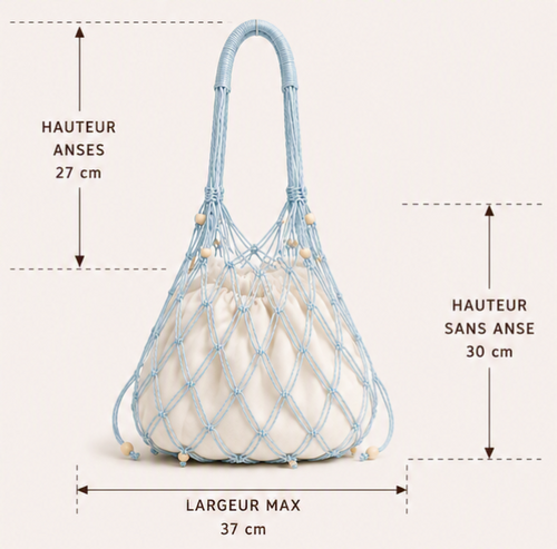 Azure Breeze – Sac filet en macramé fait main