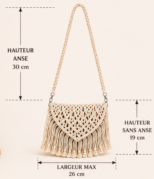 Bonnie Breeze – Sac bandoulière en macramé fait main