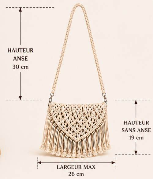 Bonnie Breeze – Sac bandoulière en macramé fait main
