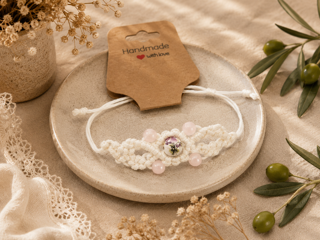 Bracelet Macramé « Fleur de Printemps »