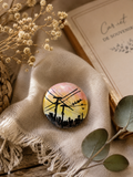 Crépuscule Urbain- Broche en argile , aquarelle