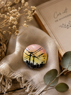 Crépuscule Urbain- Broche en argile , aquarelle