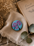 Cerisier en fleurs- Broche en argile , aquarelle