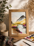 Brume des Highlands -Aquarelle originale encadrée