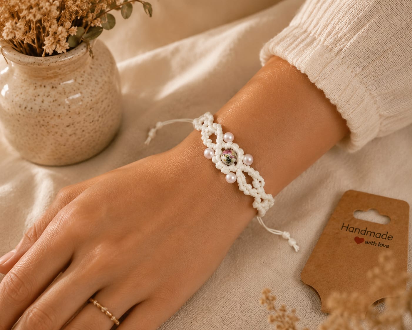 Bracelet Macramé « Fleur de Printemps »