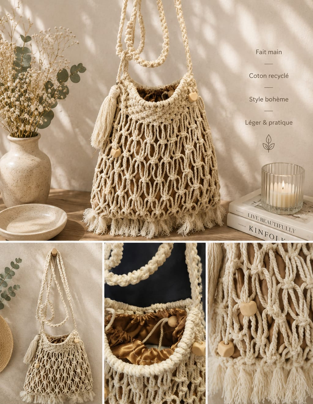 Bonnie Nomad – Sac bohème en macramé fait main