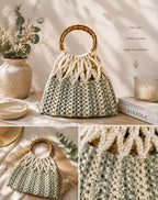 Sage Blossom – Sac en macramé fait main