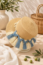 Chapeau Aigue Marine - habillage Macramé