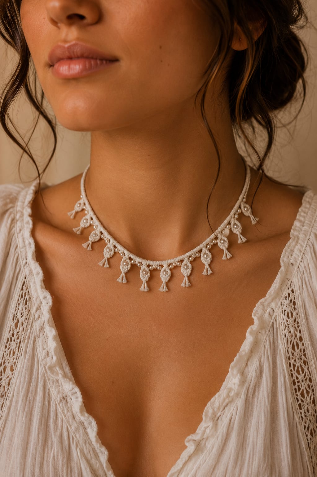 Collier Macramé "Églantine"