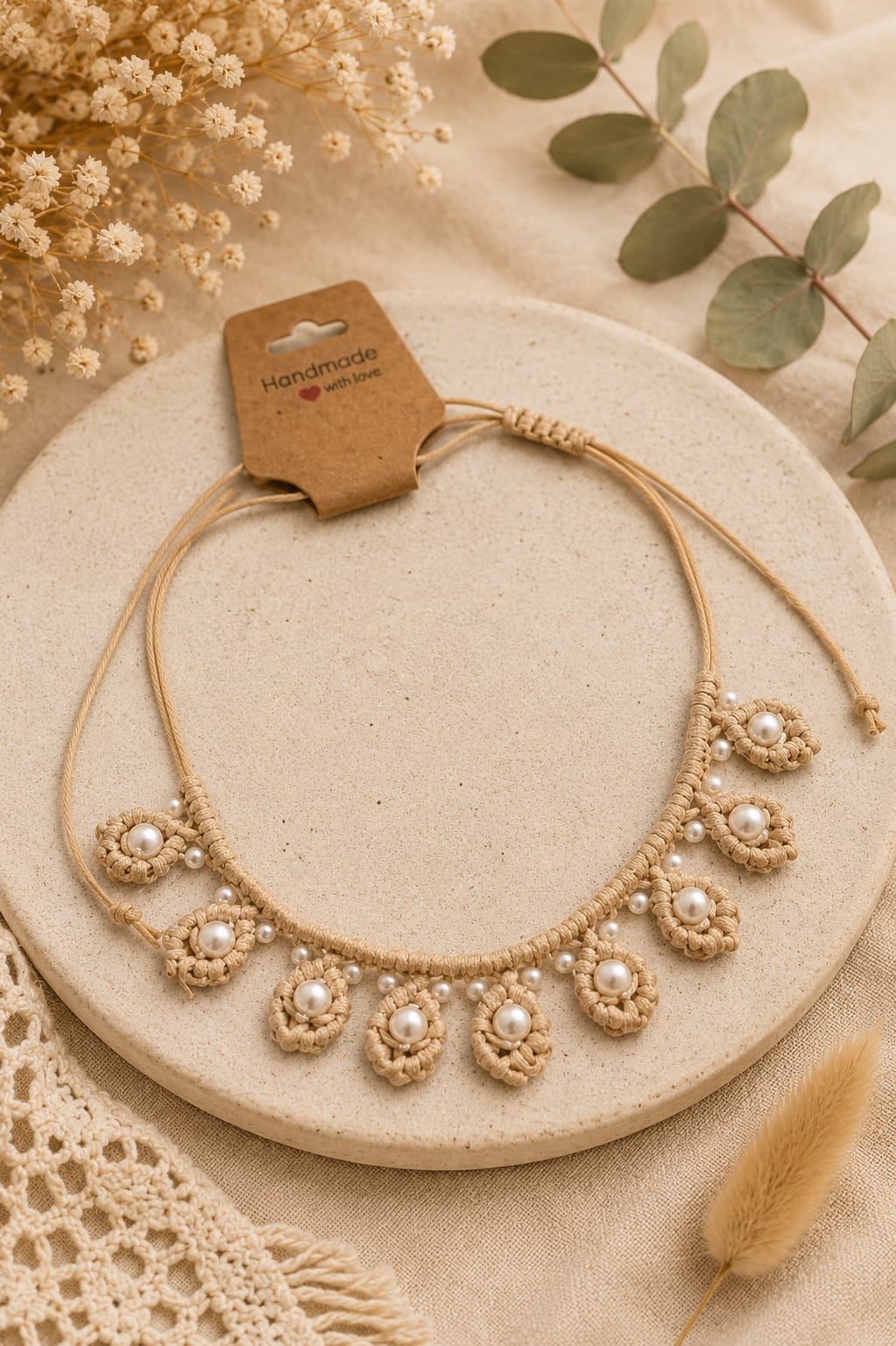 Collier Macramé Fleur de Lin