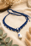 Collier macramé Bleu de Delft